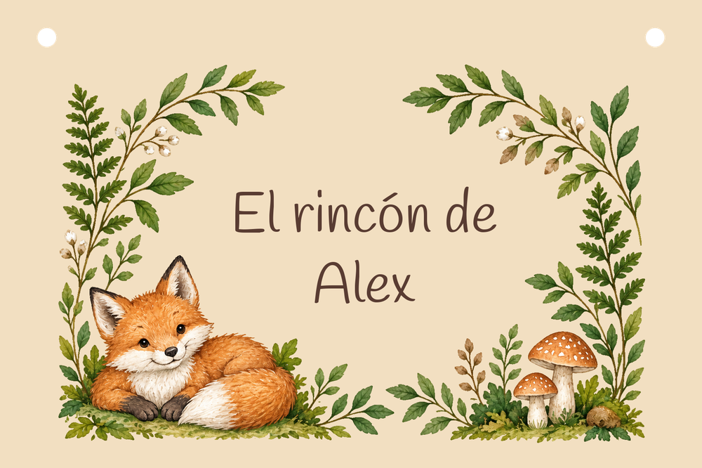 Pré-visualização digital da placa El rincón de Alex com Bosque salvia.