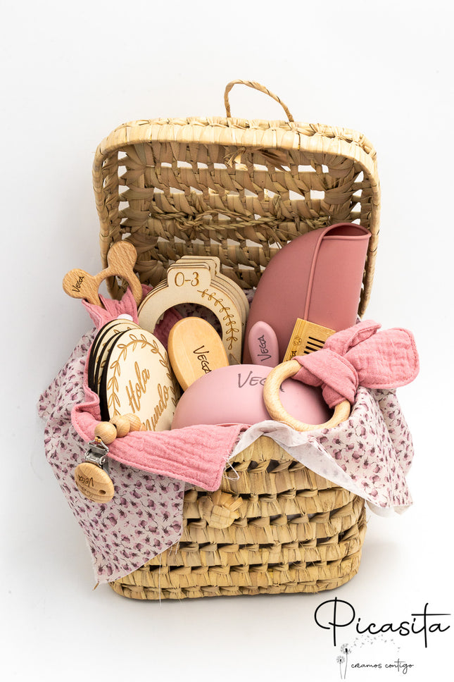 Cesta de Bebé Rosa Personalizada