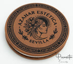 Espelhos Personalizados Aço e Couro PU