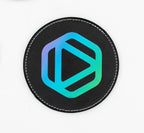 Posavasos de cuero PU negro con logotipo de colores impreso