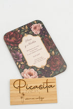 Invitación de boda personalizada en madera contrachapada, diseño 9