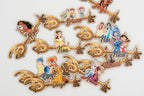 Conjunto de chaves Disney personalizadas com nomes e motivos de filmes