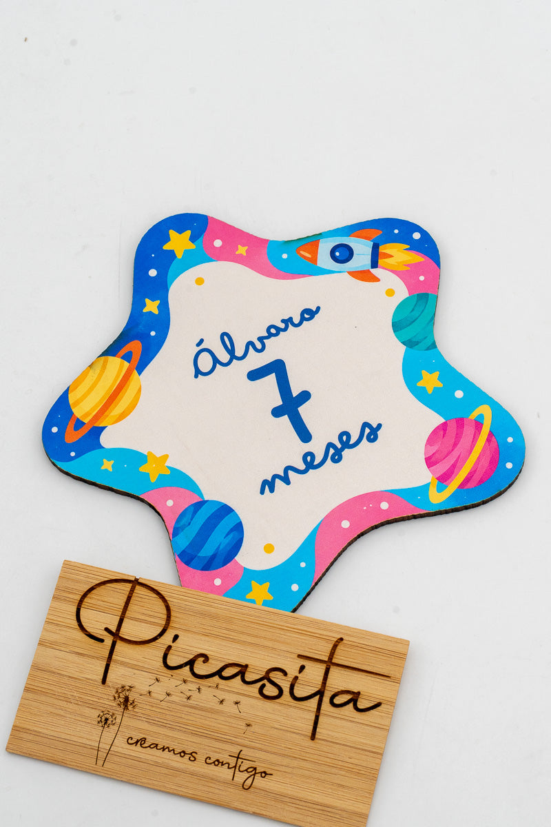 Placa dos meses para bebé em madeira personalizada