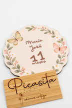 Placa dos meses para bebé em madeira personalizada