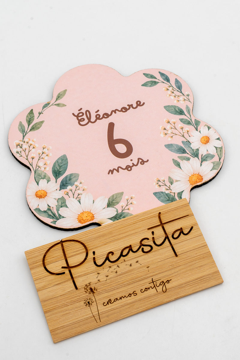 Placa dos meses para bebé em madeira personalizada