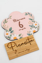 Placa dos meses para bebé em madeira personalizada