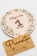 Placa dos meses para bebé em madeira personalizada
