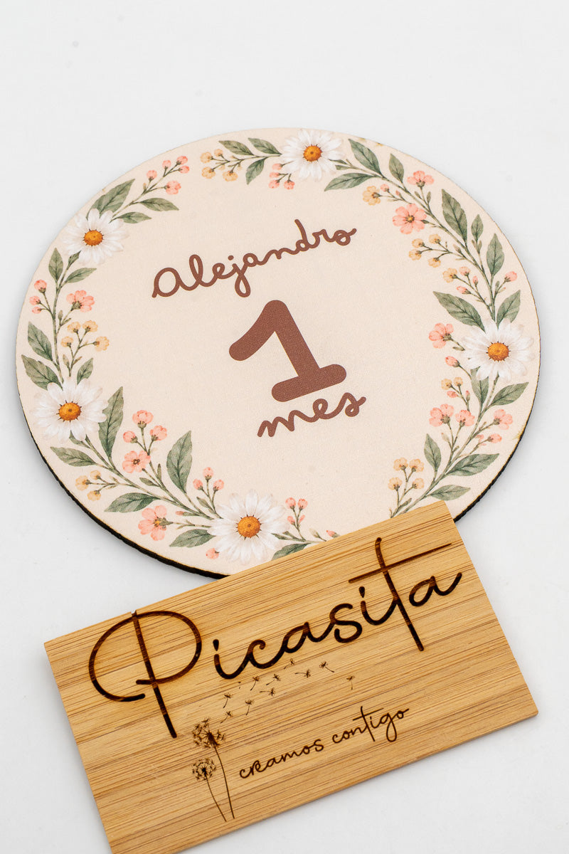 Placa dos meses para bebé em madeira personalizada