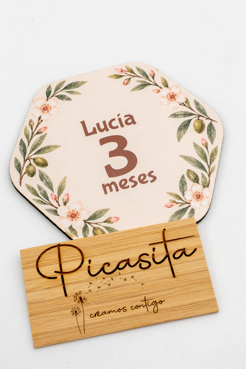 Placa dos meses para bebé em madeira personalizada