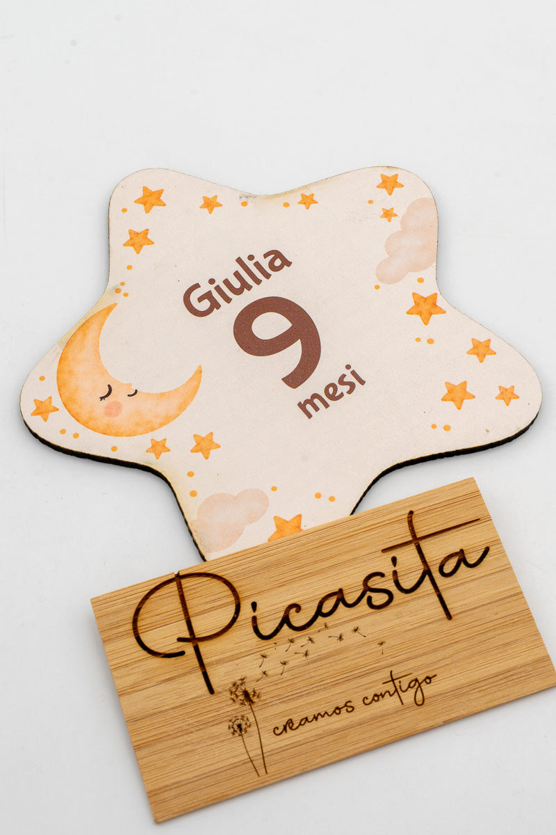 Placa dos meses para bebé em madeira personalizada