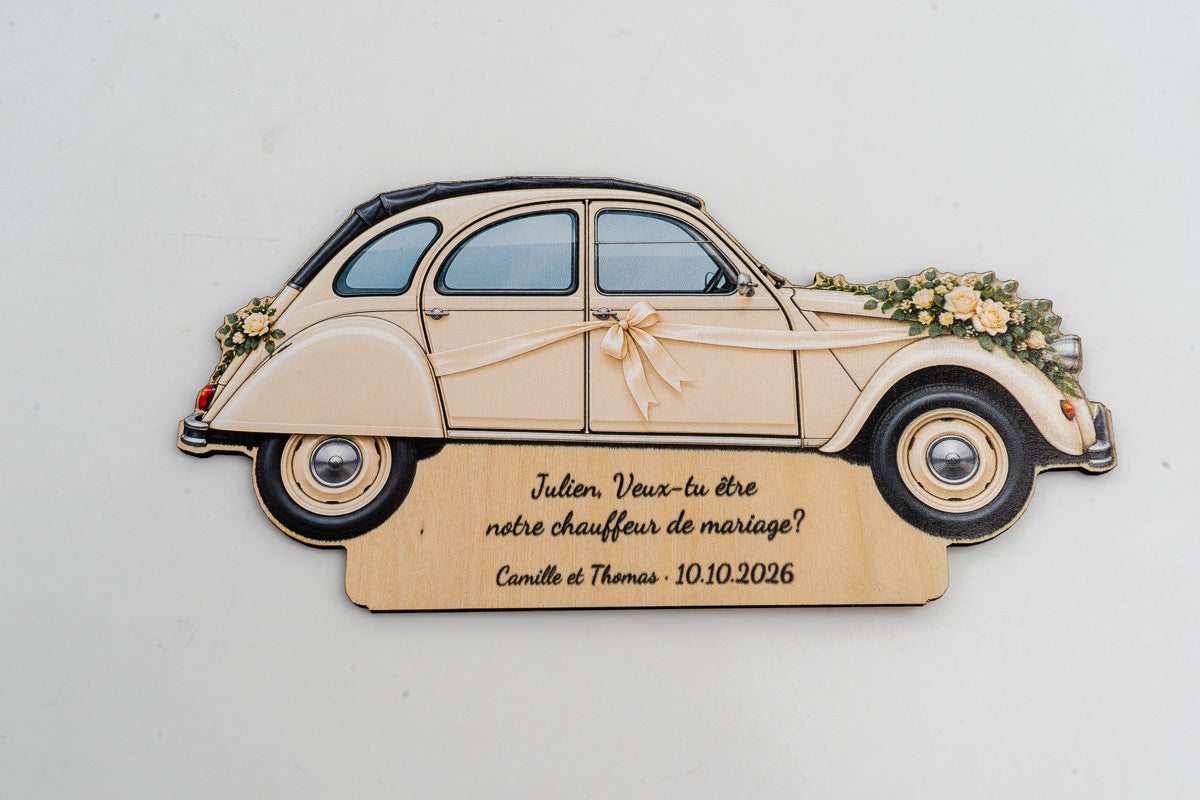 Queres ser o meu Chófer de Casamento? — Placa de Madeira Personalizada
