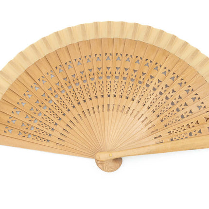 Abanico de Madera Personalizado Madera Calada + Tela (20cm)