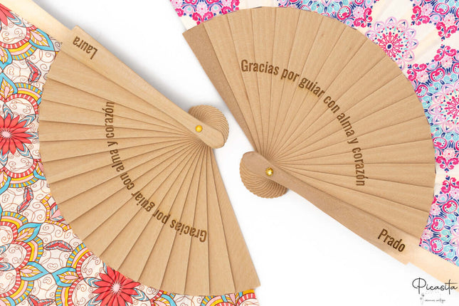 Abanicos de Madera y Tela Estampados Personalizados
