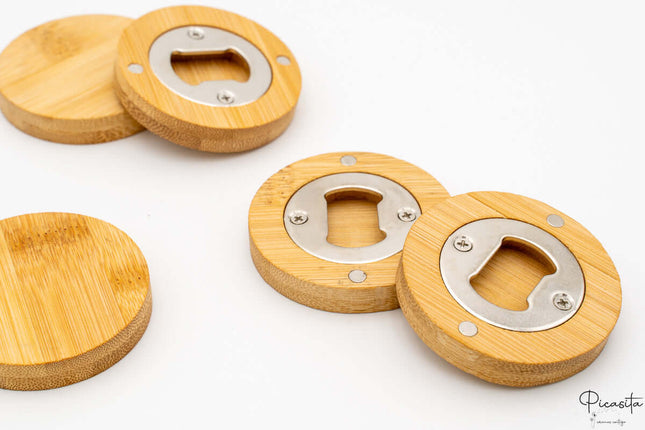 Abrebotellas personalizado Bambú Redondo