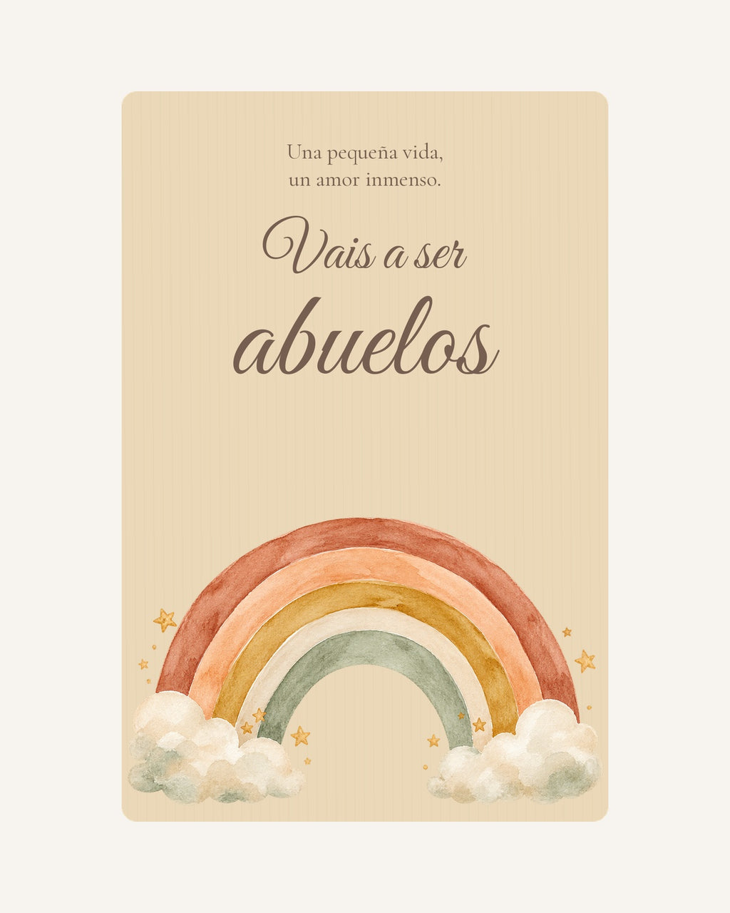Pré-visualização da placa de madeira Arco-íris para anunciar a gravidez aos avós, sem ecografia.