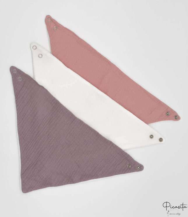 Baberos Muselina Rosa-Blanco-Salmon