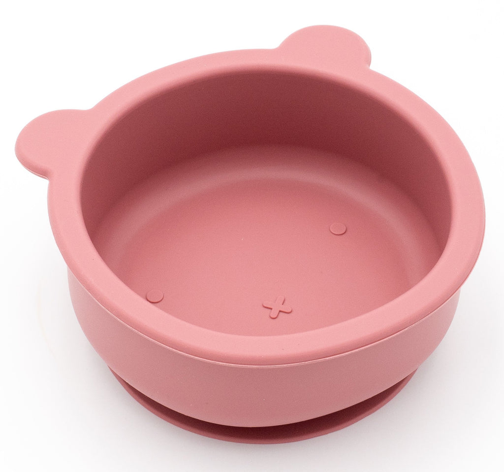 Taça de silicone em forma de ursinho, cor-de-rosa, com ventosa