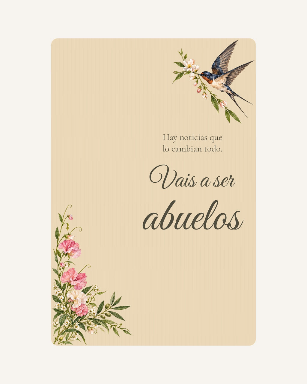 Pré-visualização da placa de madeira Botânica para anunciar a gravidez aos avós, sem ecografia.