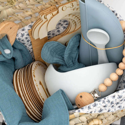 Canastilla Bebé Azul Personalizada - Azul