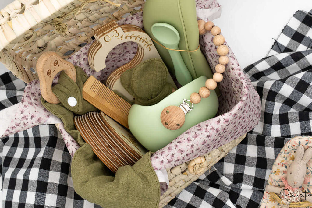 Canastilla Bebe Verde Personalizada - Verde