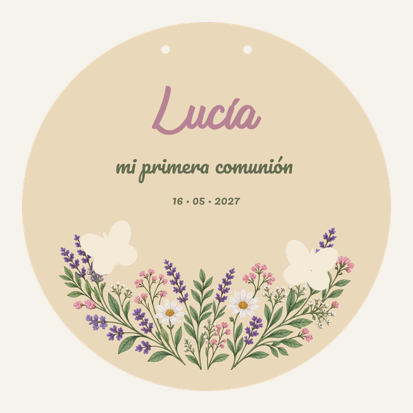 Pré-visualização da placa redonda de comunhão de 28 cm · Herbário de borboletas