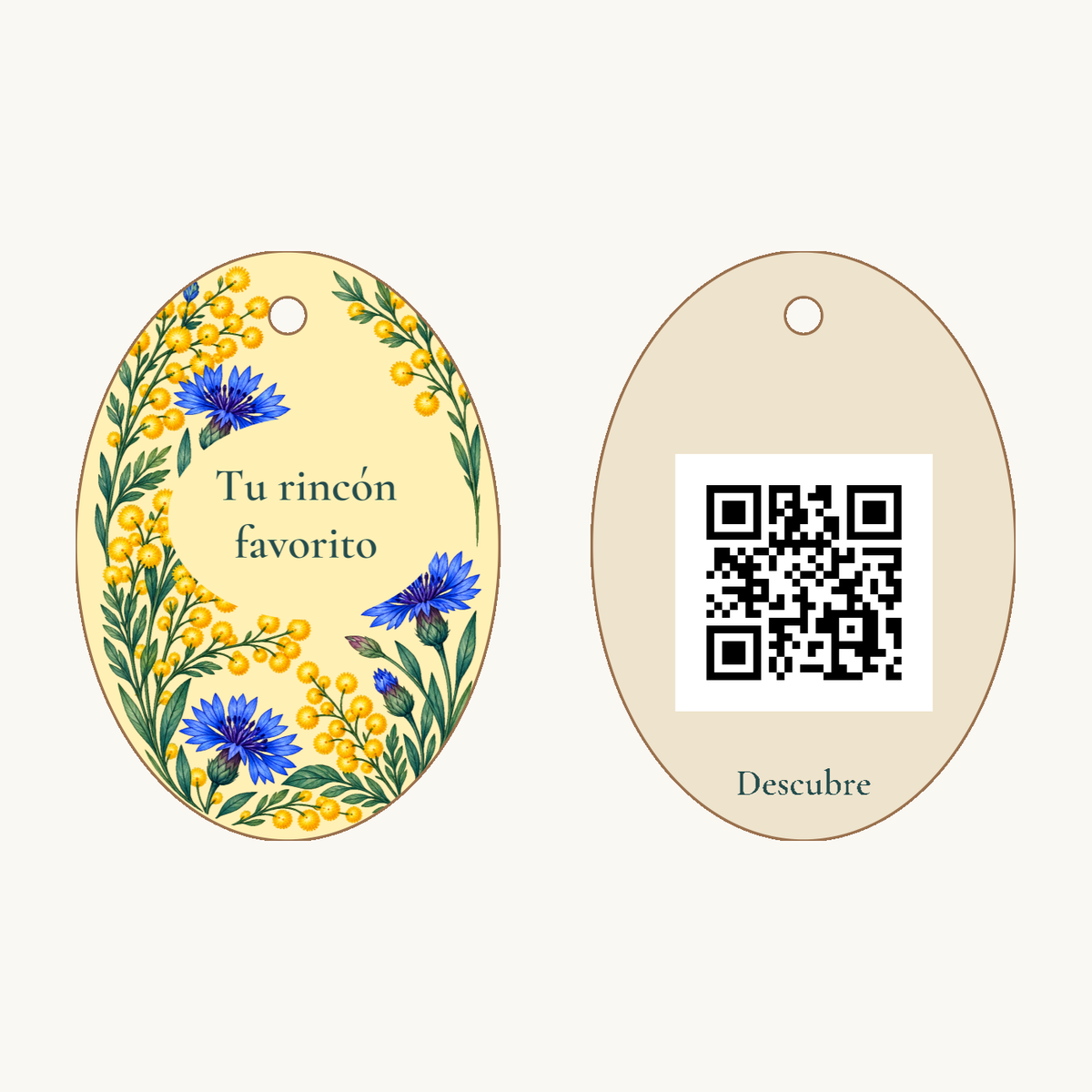 Simulação de Porta-chaves floral personalizado com QR · exemplo 1