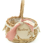 Cesto 15x15x9 com 1 asa e Borlas brancas