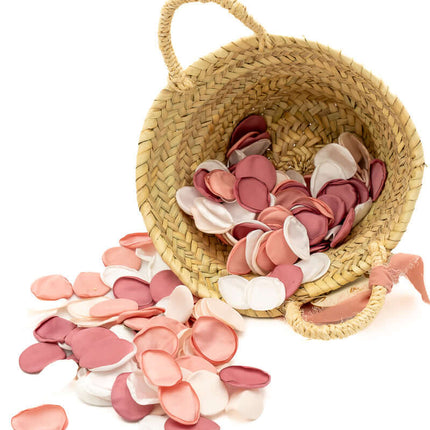 Cesto para Niños de Arras Cesto + Circulo Nombre + 200 Pétalos Tela de Colores Claros