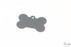 Reverso de placa identificativa para mascotas en color gris mate con anilla de sujeción.