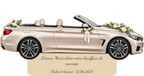 Simulação de placa de contraplacado de 3 mm para motorista de casamento a cores, BMW Serie 4 Cabrio, personalizada para Étienne.