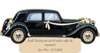 Simulação de placa de contraplacado de 3 mm para motorista de casamento a cores, Citroën Traction Avant, personalizada para Jordi.
