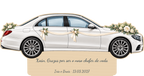 Simulação de placa de contraplacado de 3 mm para motorista de casamento a cores, Mercedes Clase E, personalizada para Xoán.