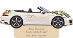 Simulação de placa de contraplacado de 3 mm para motorista de casamento a cores, Porsche 911 Cabrio, personalizada para Marco.