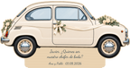 Simulação de placa de contraplacado de 3 mm para motorista de casamento a cores, SEAT 600, personalizada para Javier.