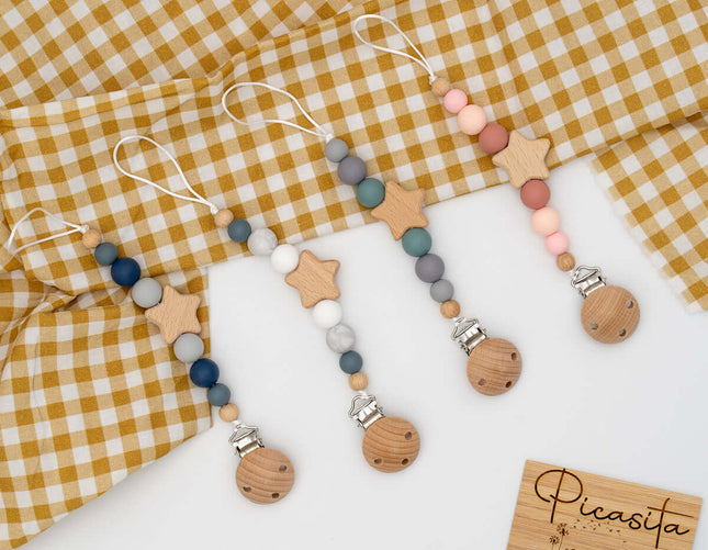 Chupetero Personalizado de Madera y Silicona