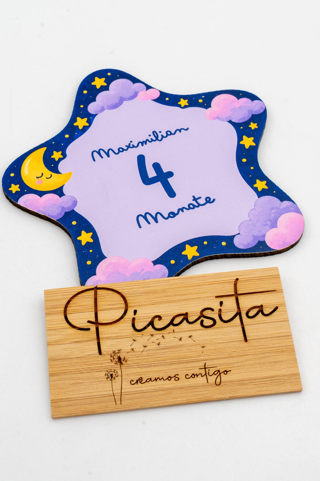 Placas dos meses do bebé em madeira personalizadas