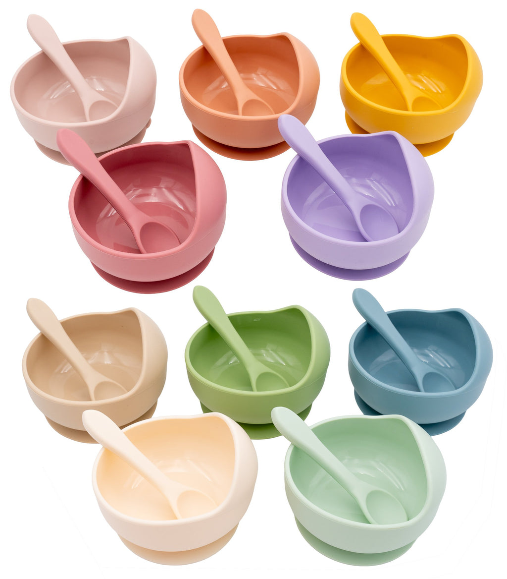 Taças de silicone com colher em várias cores