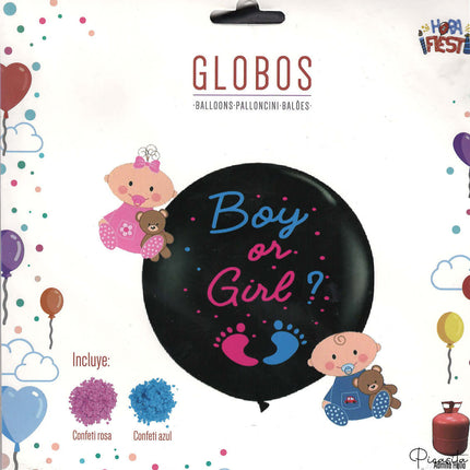 Globo Gender Reveal Gigante (90cm) | Revelar Género con Confeti Boy or Girl