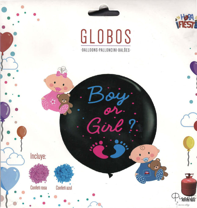 Globo Gender Reveal Gigante (90cm) | Revelar Género con Confeti Boy or Girl