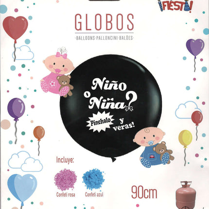 Globo Gender Reveal Gigante (90cm) | Revelar Género con Confeti Niño o Niña