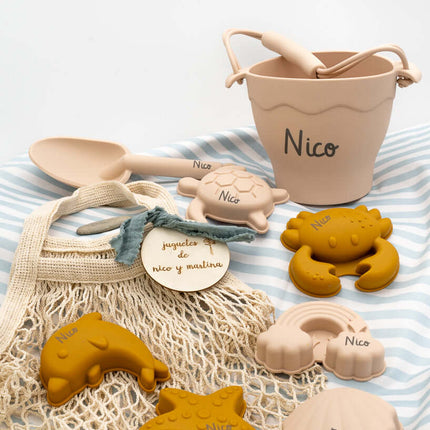 Kit de Cubos de Playa y Animales de silicona personalizados Arena Arcilla