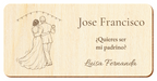 Simulação de placa para padrinho de casamento, gravada a laser em contraplacado, cena A primeira dança, Jose Francisco e Luisa Fernanda, figuras de costas sem rostos.