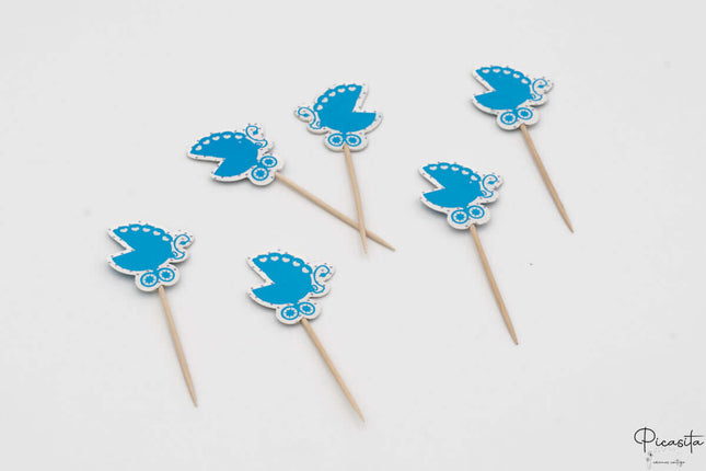 Palillos Decorativos Cumpleaños 6 Carritos Azules