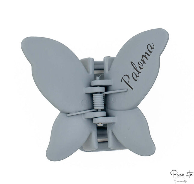 Pinza de Pelo Personalizable Mariposa Azul-Gris