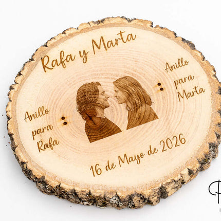 Porta Alianzas de Madera Natural Personalizado