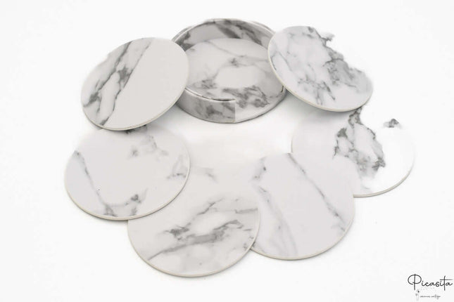Posavasos Cuero Sintetico PU Marmol (Pack 6)
