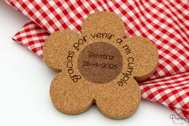 Posavasos de Corcho Natural Personalizados Flor