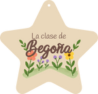 Exemplo de placa em forma de estrela: frente com o nome Begoña.