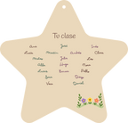 Exemplo de placa em forma de estrela: verso com nomes fictícios de alunos.