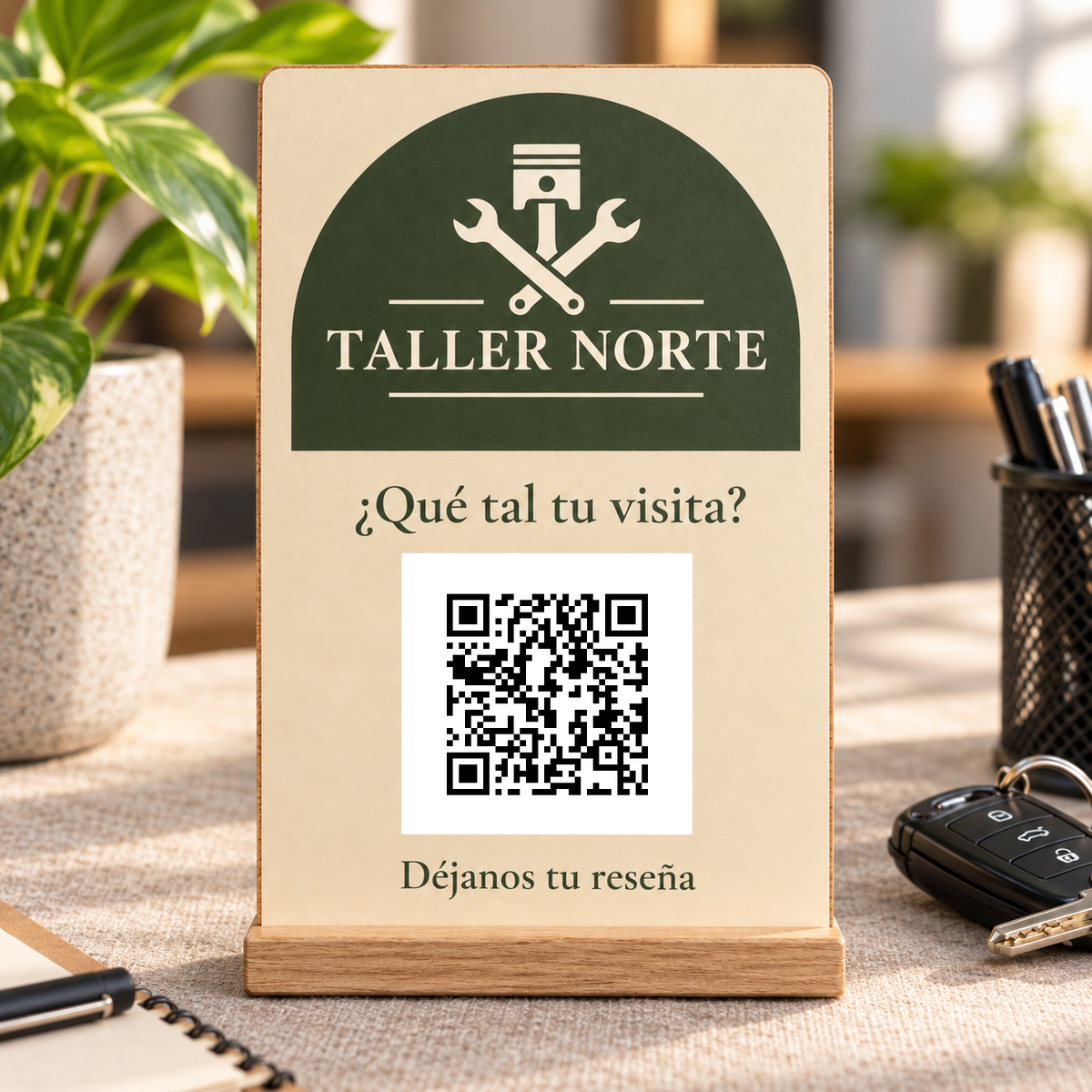 Simulação de Placa personalizada com QR para avaliações · vista de pormenor